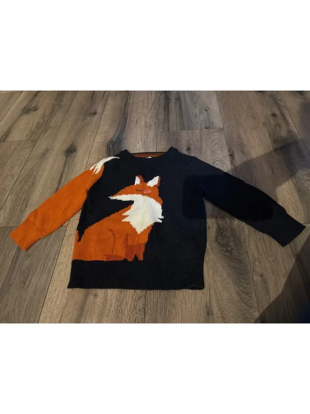 Cat & Jack Toddler Fox Sweater 18M Black & Orange 100% Cotton